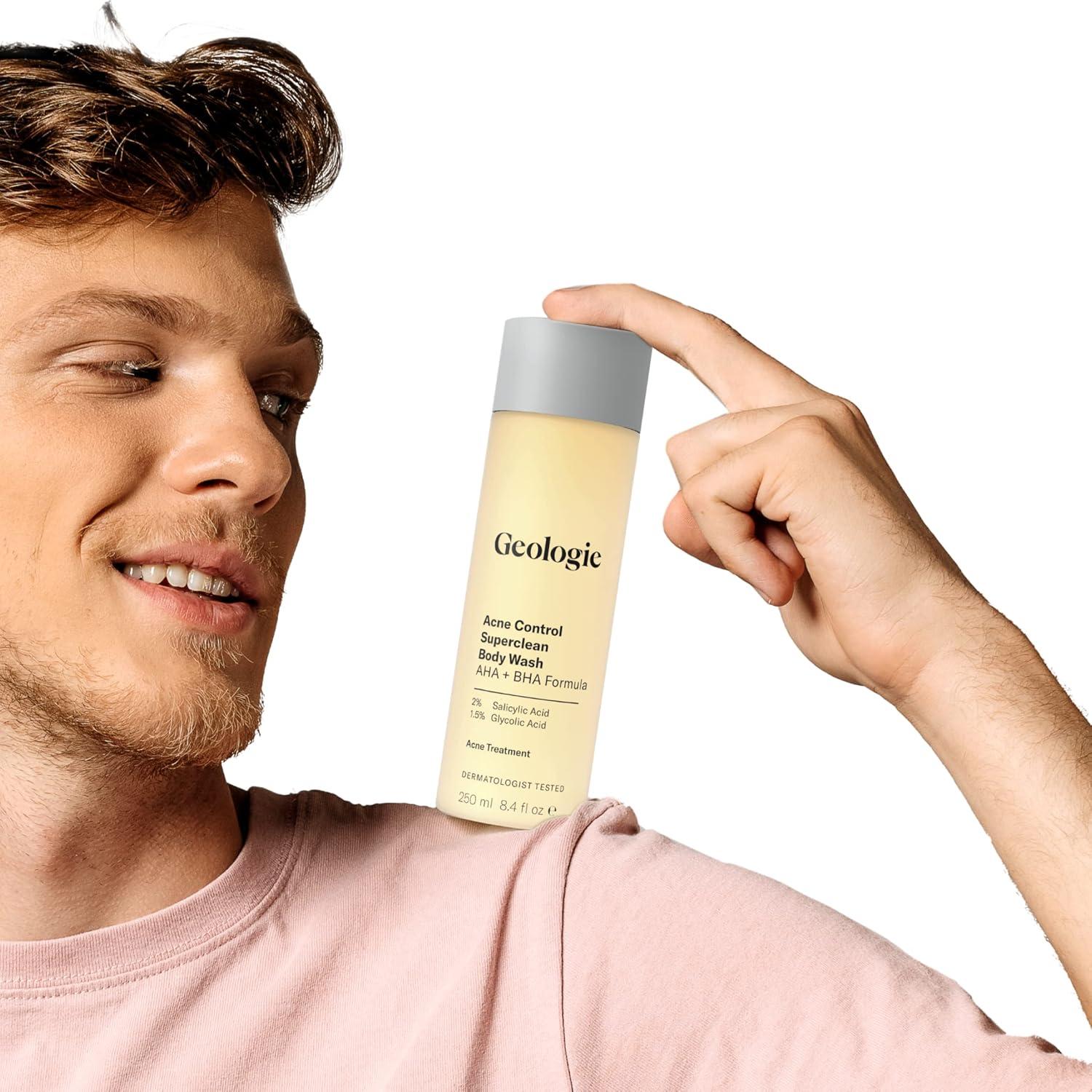 image:imageGeologie Acne Control Body Wash Exfoliating AHA BHA Cleanser for Men amp Women Reduces Bacne amp Body Breakouts Salicylic Acid Glycolic Acid 84 Fl Oz
