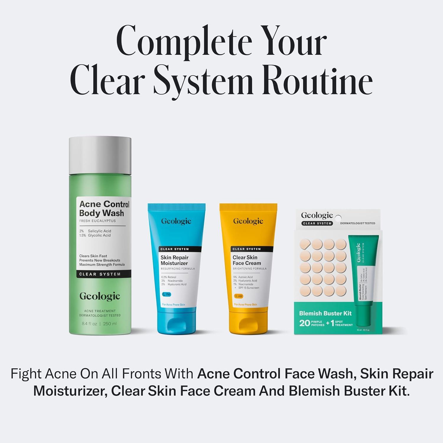 image:imageGeologie Acne Control Face Wash 2 Salicylic Acid Exfoliating Cleanser Clears Skin Controls Oil amp Prevents Breakouts Clean Citrus Scent For Men amp Women 6 fl oz
