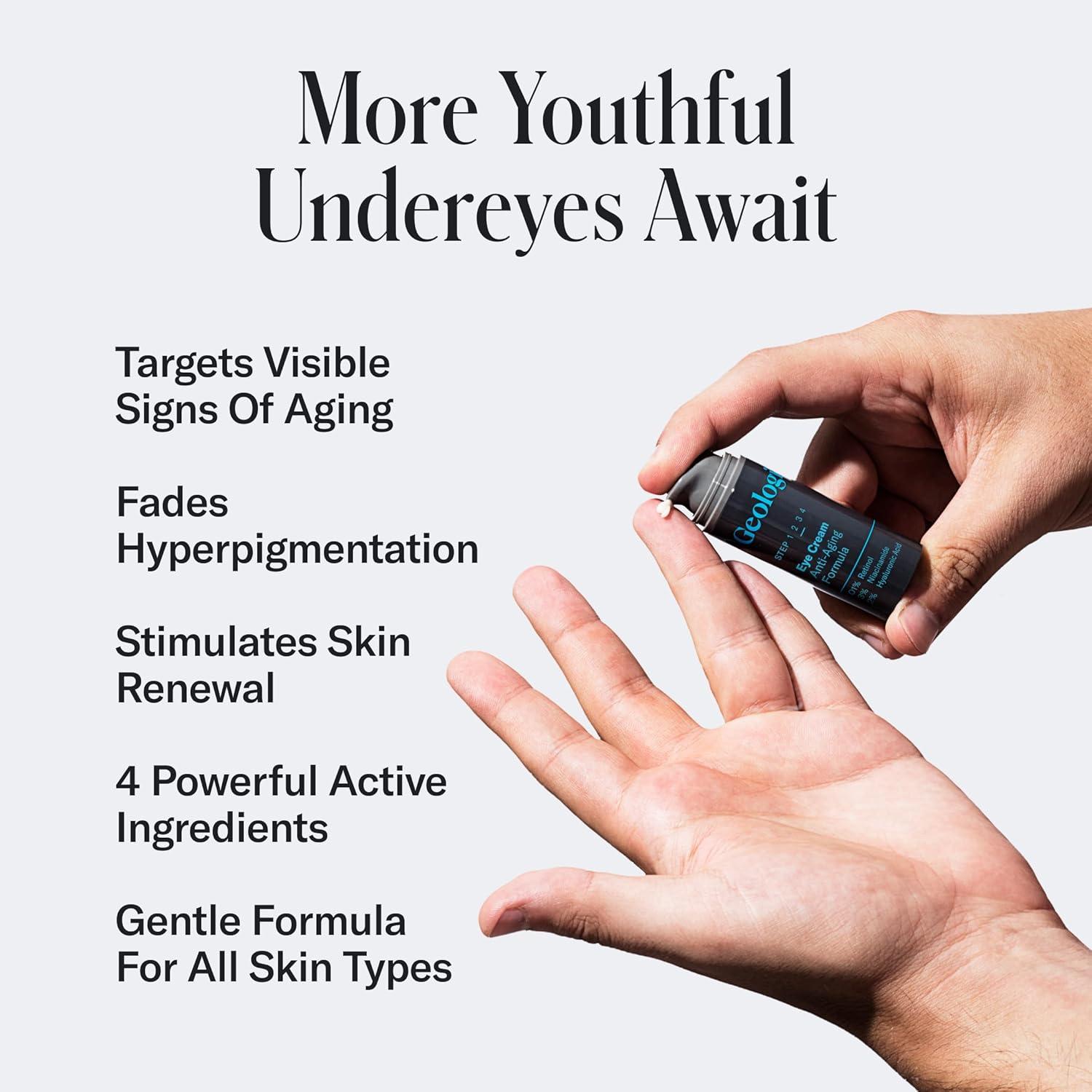 image:imageGeologie AntiAging Eye Cream Helps Visible Signs of Aging Reduce Fine Lines amp Wrinkles Retinol Caffeine Peptides Niacinamide amp Hyaluronic Acid Effective Formula For Men amp Women034 Fl Oz Pack of 1