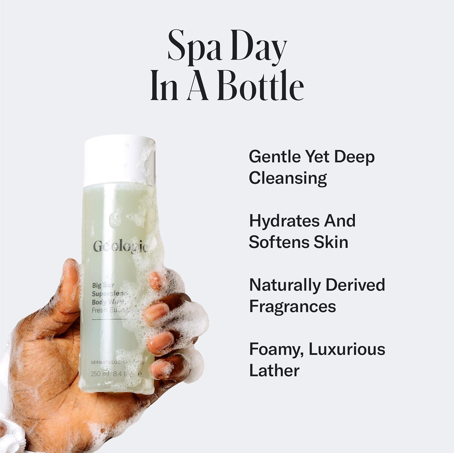 image:imageGeologie Big Sur Fresh Eucalyptus Superclean Body Wash Deep Cleansing Fresh Eucalyptus Shower Gel for Men amp Women AllNatural Clean amp Hydrating DermGrade Formula 84 fl oz BottleBig Sur Fresh Eucalyptus