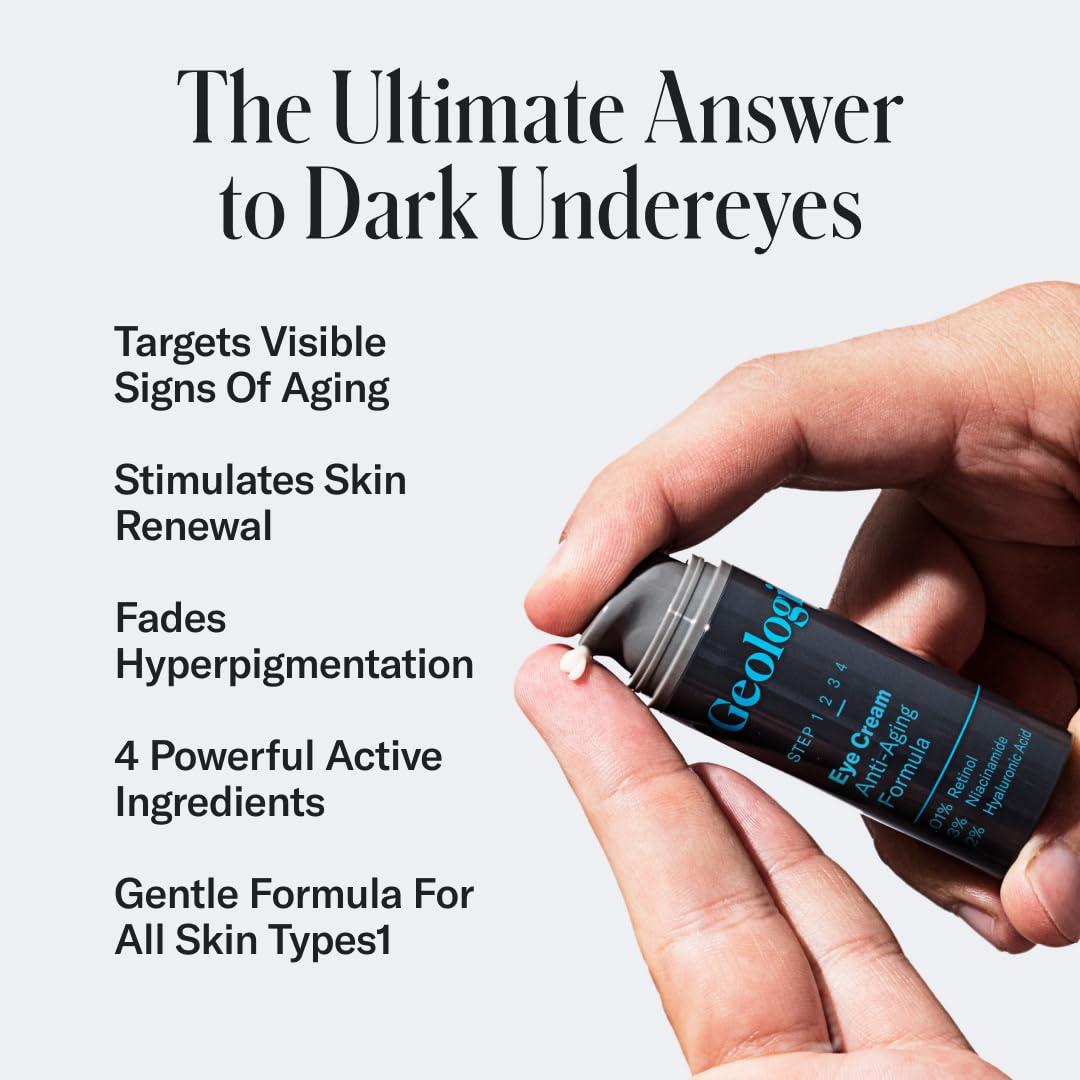 image:imageGeologie Complete Skincare Set for Men amp Women 3Month Simple amp Effective Daily Clear Skin Routine Acne Oily Skin Dark Spots Face Wash 2Pack Retinol Face Cream SPF15 Moisturizer amp Eye CreamBergamot Juniper Standard Strength 3 Month