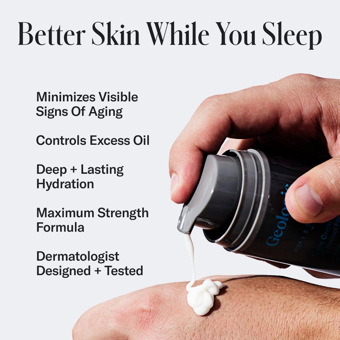 image:imageGeologie Complete Skincare Set for Men amp Women 3Month Simple amp Effective Daily Clear Skin Routine Acne Oily Skin Dark Spots Face Wash 2Pack Retinol Face Cream SPF15 Moisturizer amp Eye CreamBergamot Juniper Standard Strength 3 Month