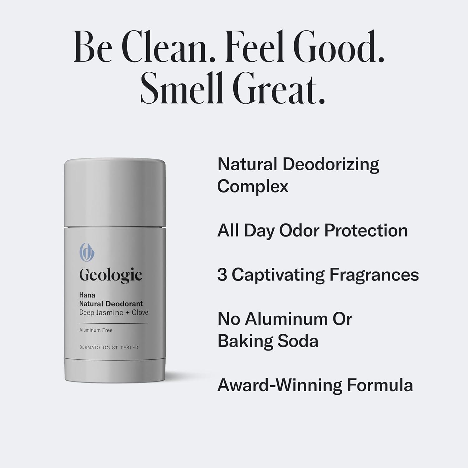 image:imageGeologie Hana Natural Deodorant Jasmine Clove Scent for Men amp Women Sensitive Skin Safe AluminumFree Baking SodaFree Dermatologist Tested Vegan SulfateFree ParabenFree 26 ozHana Deep Jasmine Clove