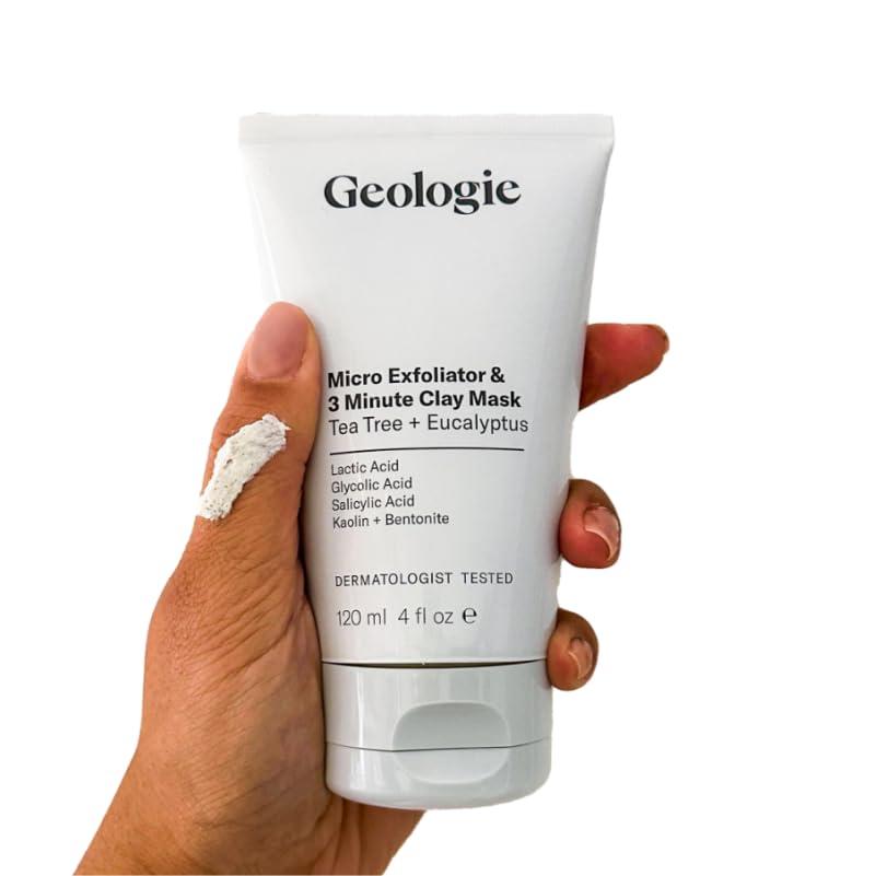 image:imageGeologie Micro Exfoliator amp Clay Mask 3in1 Deep Cleansing Face Wash Pore Refining Mask amp Skin Exfoliant Tea Tree amp Eucalyptus Scent For Men amp Women 4 fl oz