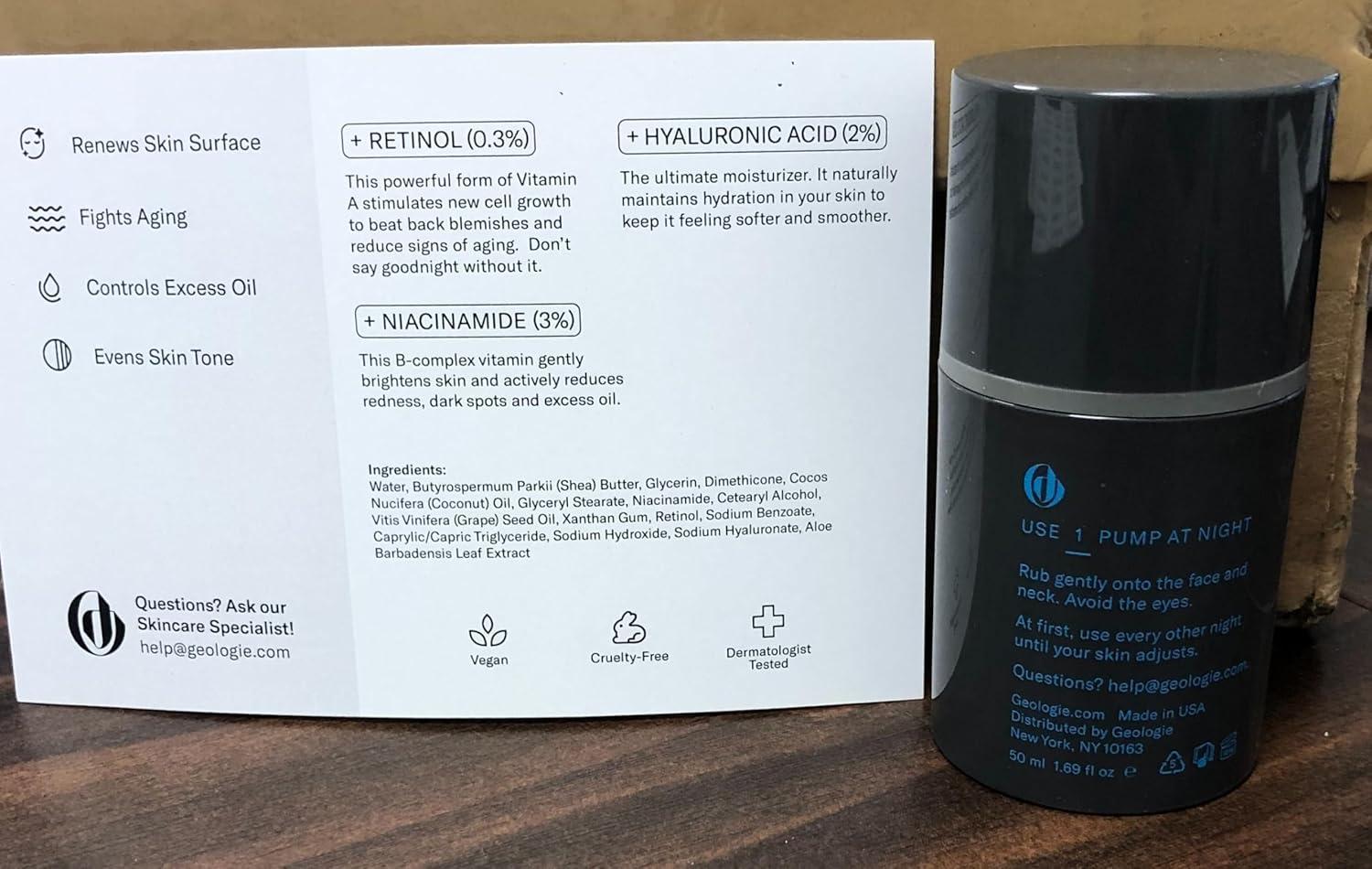 image:imageGeologie Retinol AntiAging Face Cream Advanced 3 Retinol Formula for Effective Results Reduce Fine Lines amp Wrinkles Protect amp Repair Skin With Hyaluronic Acid amp Niacinamide For Men amp WomenUltra Strength