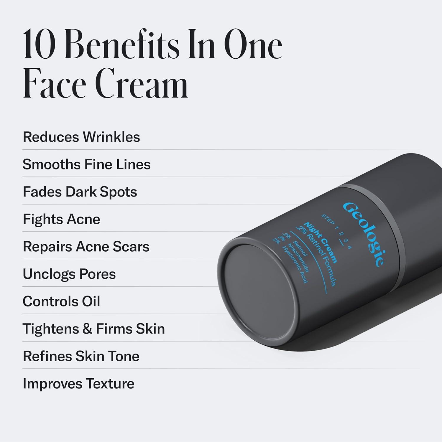 image:imageGeologie Retinol AntiAging Face Cream Advanced 3 Retinol Formula for Effective Results Reduce Fine Lines amp Wrinkles Protect amp Repair Skin With Hyaluronic Acid amp Niacinamide For Men amp WomenRegular Strength