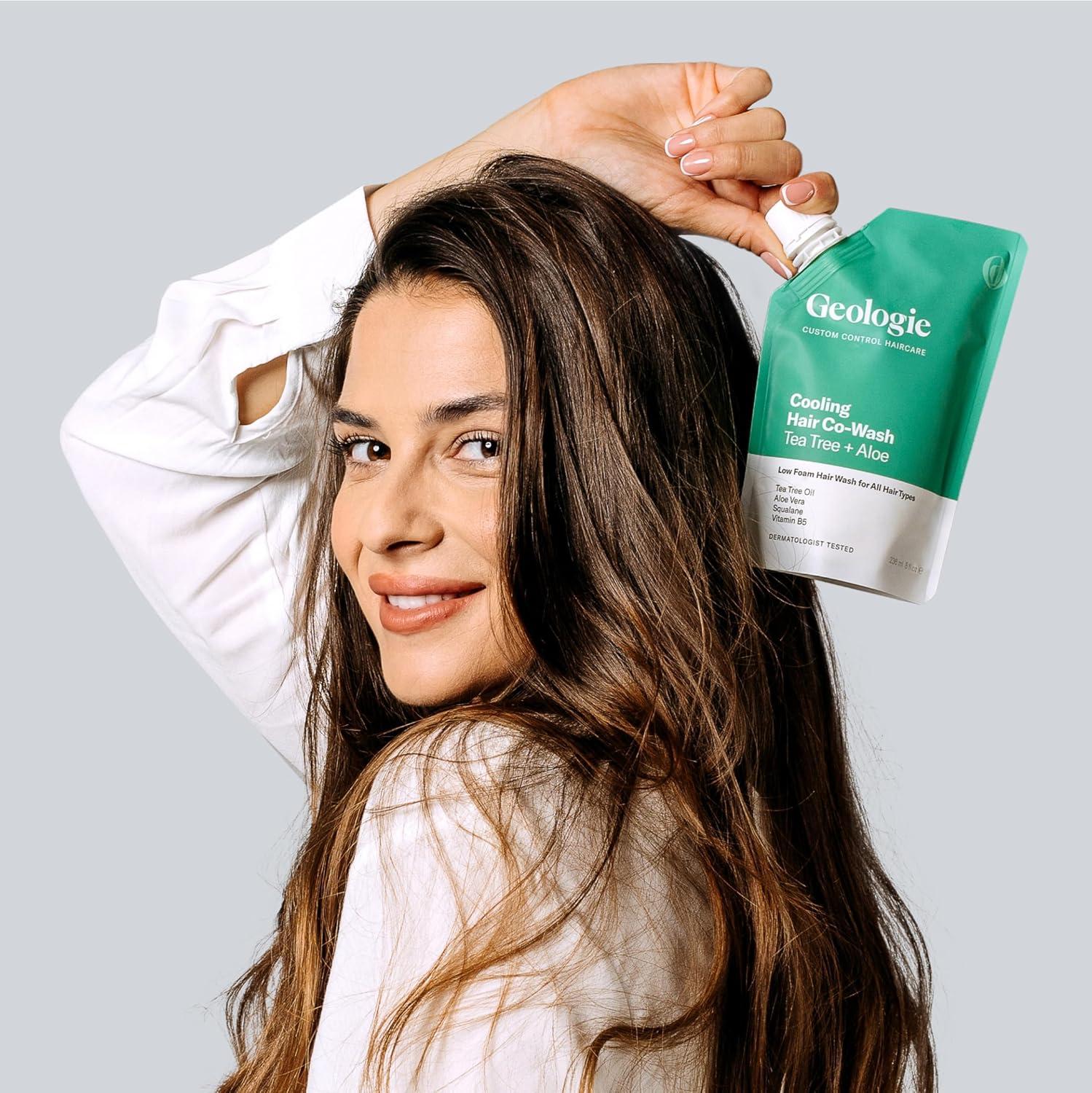 image:imageGeologie Smoothing Hair CoWash 4in1 Hair Cleanser Conditioner Mask amp Serum Avocado Oil Coconut Oil Squalane amp Vitamin B5 Formula For Men amp Women EcoFriendly Pouch 84 Less PlasticTea Tree Aloe