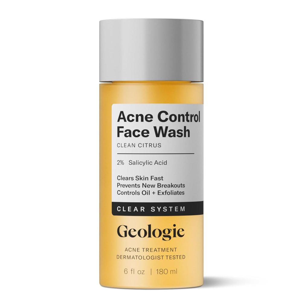 image:imageGeologie Acne Control Face Wash 2 Salicylic Acid Exfoliating Cleanser Clears Skin Controls Oil amp Prevents Breakouts Clean Citrus Scent For Men amp Women 6 fl oz