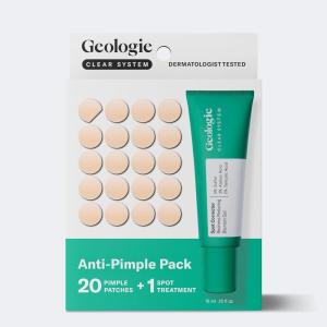 image:imageGeologie Clear System AntiPimple Pack 20 Hydrocolloid Patches Spot Treatment Gel with 5 Sulfur FastActing Acne Care